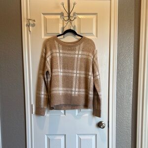 LOFT Cream Crew Neck Sweater with Soft Knit Texture and Regular Fit